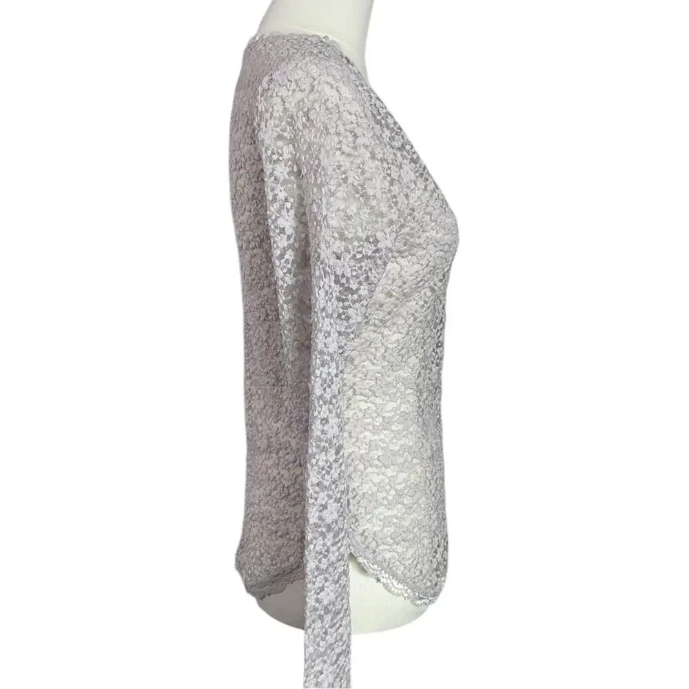 Free People Dainty Ethereal Cottage Lara Lace Top Light Lilac Ash Size Small NEW